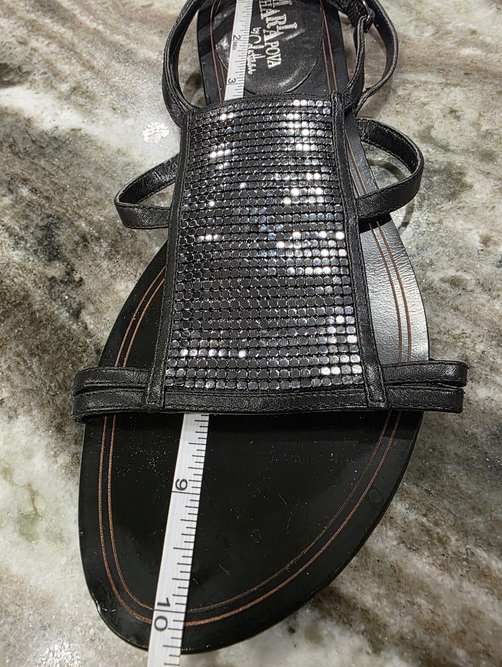 Cole Haan Maria Sharapova Nike Air Leather Chainmail Strappy Sandals Black 9B - Picture 9 of 13